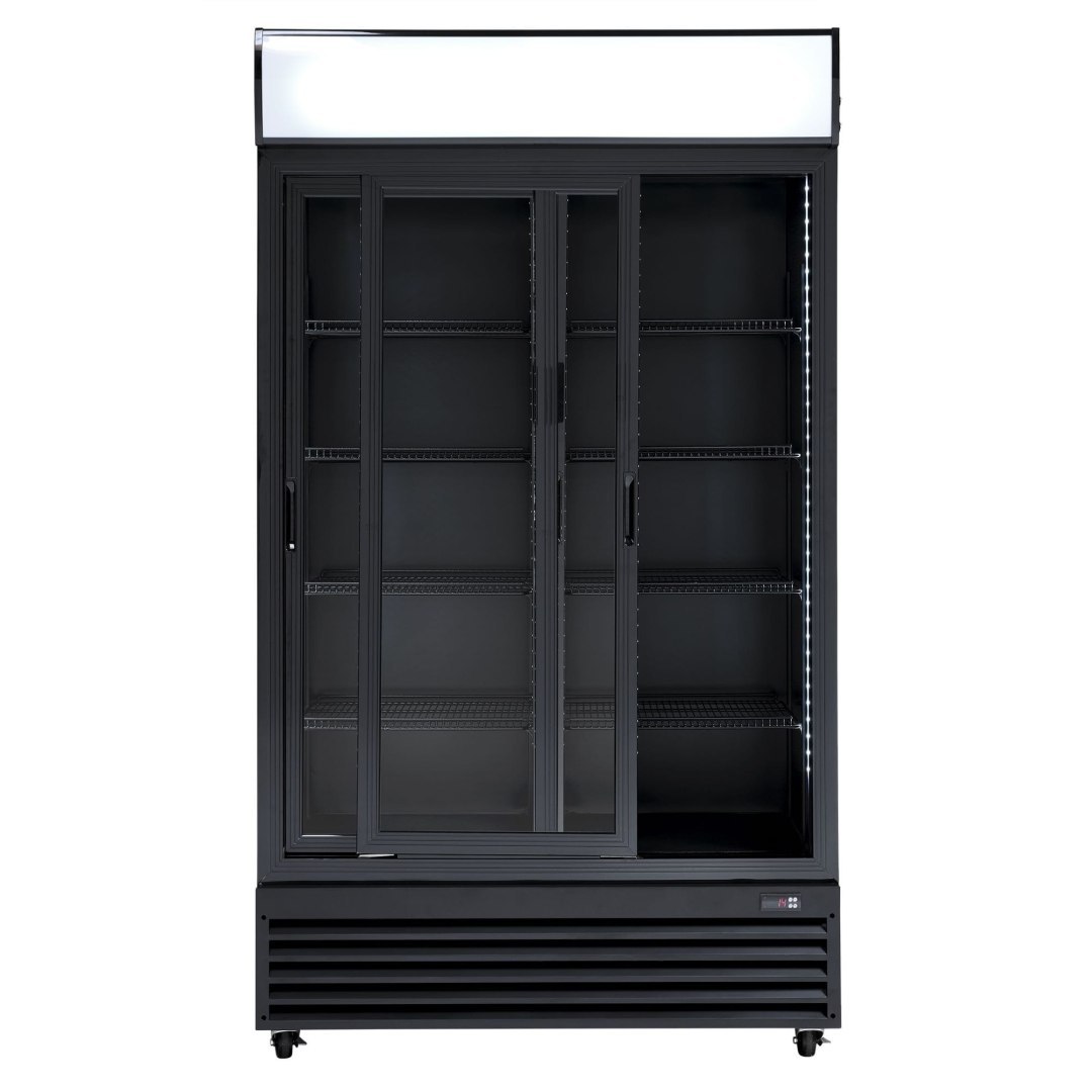 Szafa chłodnicza przeszklona czarna drzwi przesuwne 670l Resto Quality SD1002BSLE